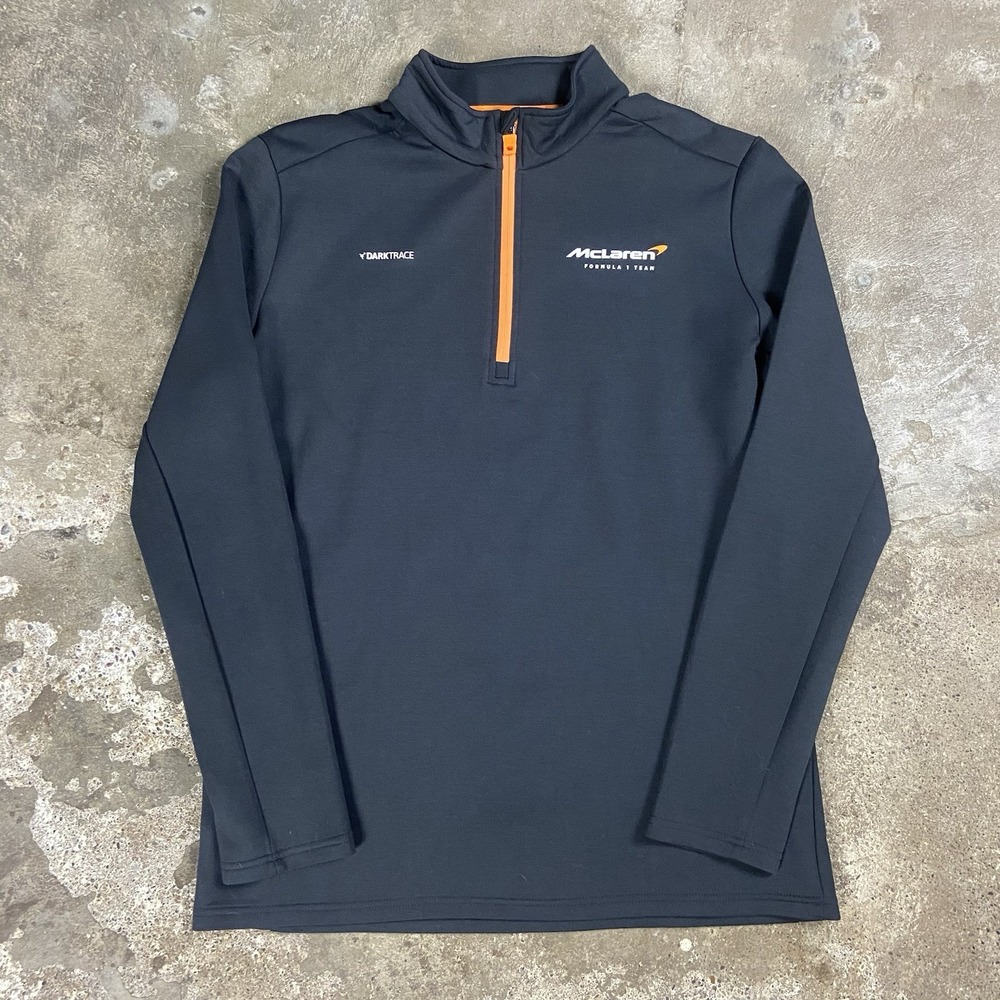 McLaren 1/4 Zip Shirt Size Large Gray Mock Neck Pullover Formula 1 Racing Glo go